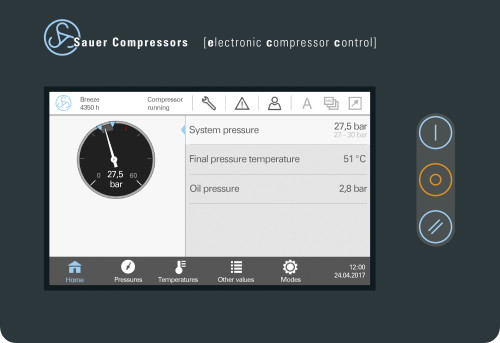 The new Sauer ecc 4.0 compressor control is universally compatible and flexibly adaptable. (© Sauer Compressors)