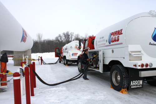 Figure 1. Since the installation of Blackmer 3-inch LGL sliding vane pumps overall loading times at the gas bulk plant are down from 40 minutes to 13 minutes on its 5,000 gallon (18.900 litres) trucks.