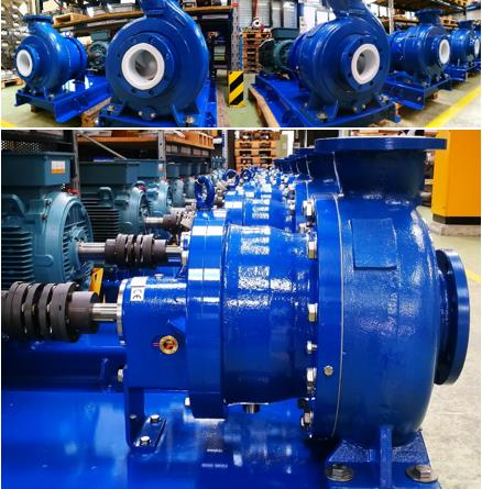 PFA-lined magnetic drive chemical process pumps at CP Pumpen’s headquarters in Zofingen, Switzerland.