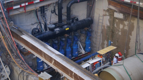A total of 56 Tsurumi pumps are working at the €426 million Weinberg Tunnel project in Zurich.