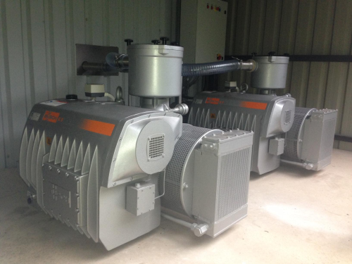 Busch supplied and installed two R 5 0630 oil lubricated rotary vane vacuum pumps