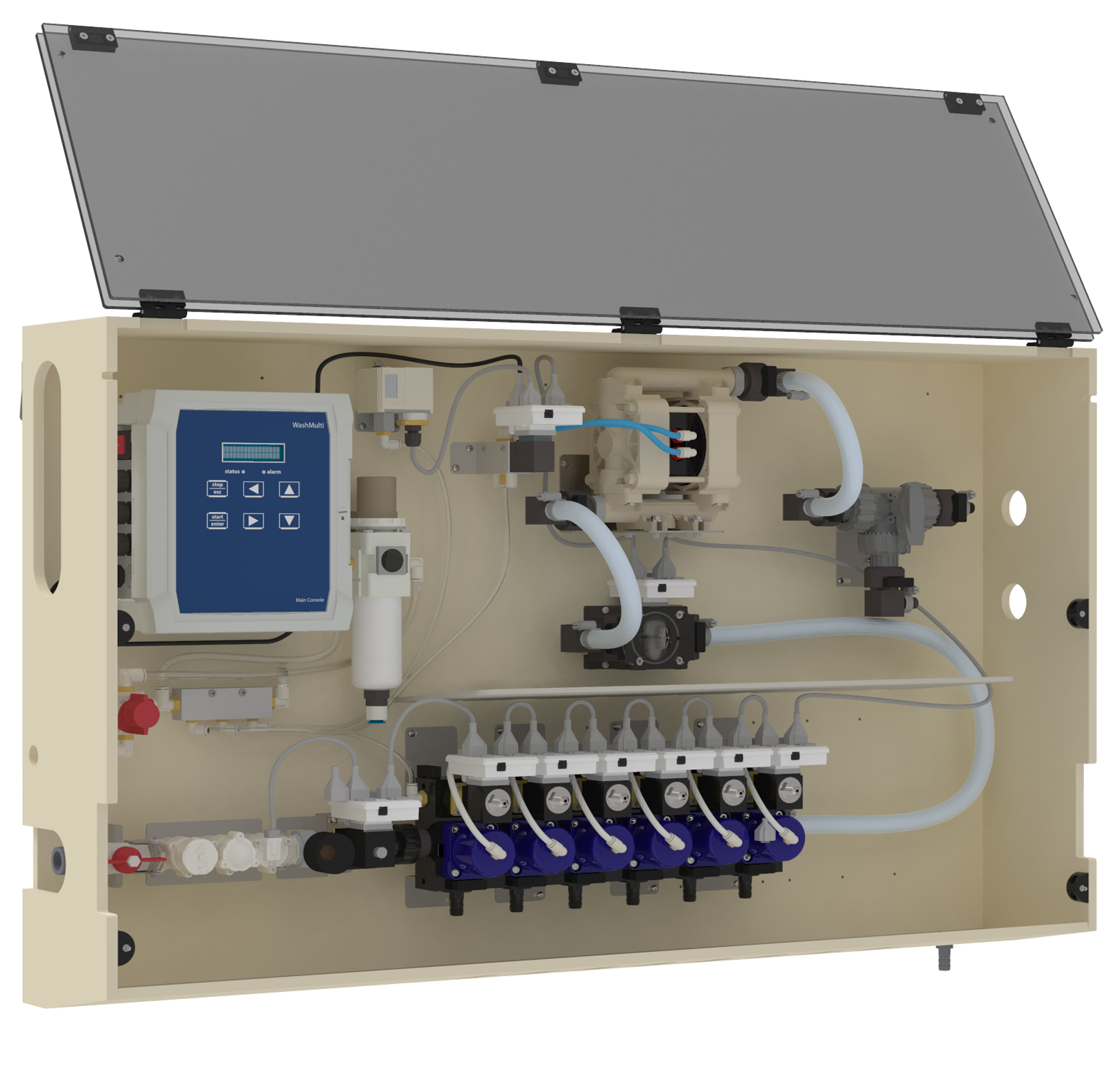 The pneumatic dosing system features a built-in web server and dedicated SekoWeb portal to provide live and historical data.