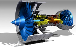 A cross section of a 3D turbine showing a digitalized image of the equipment produced using 3D laser scanning.