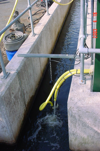 Figure 2. The submersible pump of the sampling system copes with low flow and low sample levels, grit, ragging and turbulent flow.