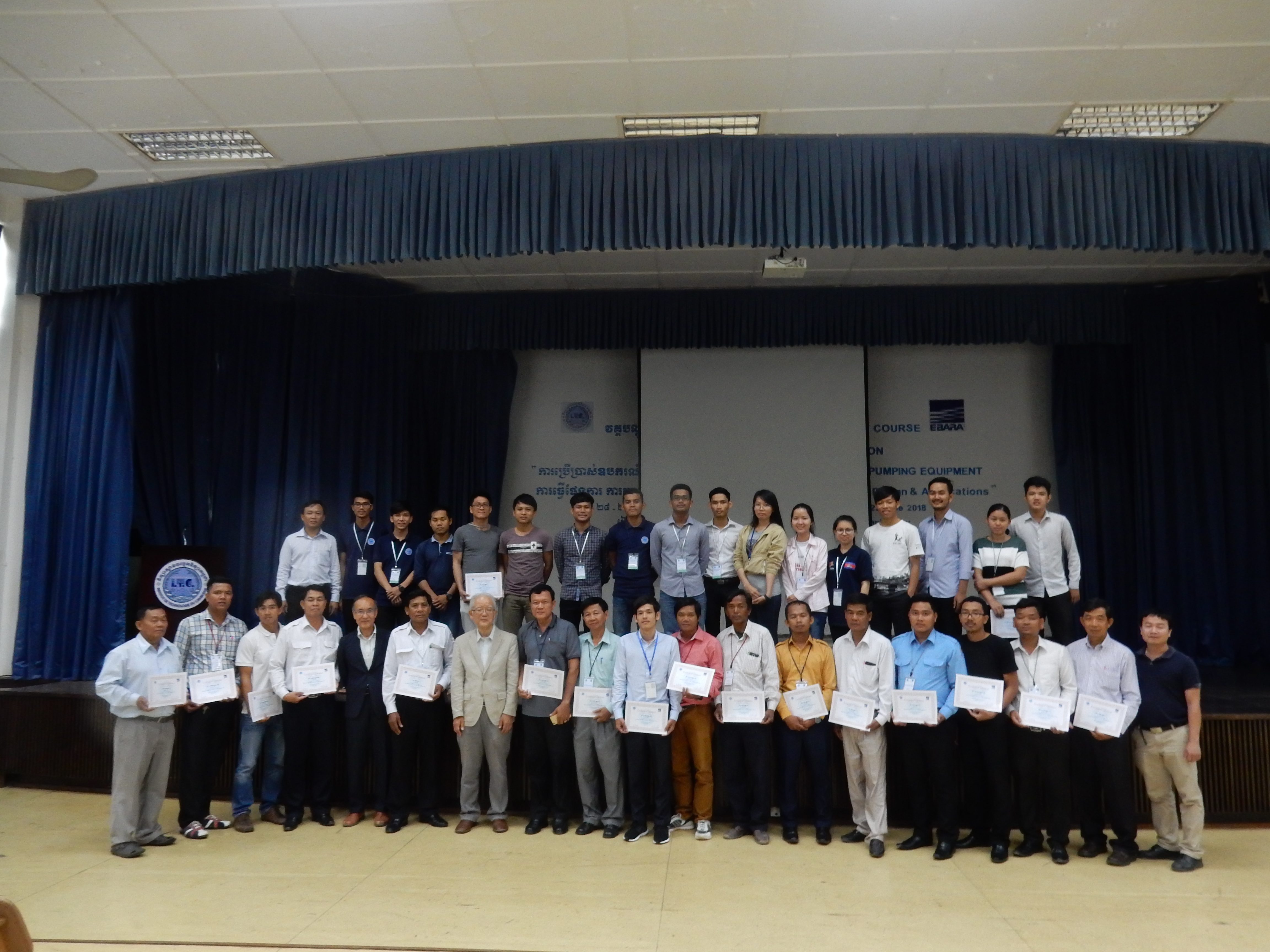 Participants of the recent Ebara pump technology seminar at the Institute of Technology of Cambodia in Phnom Penh