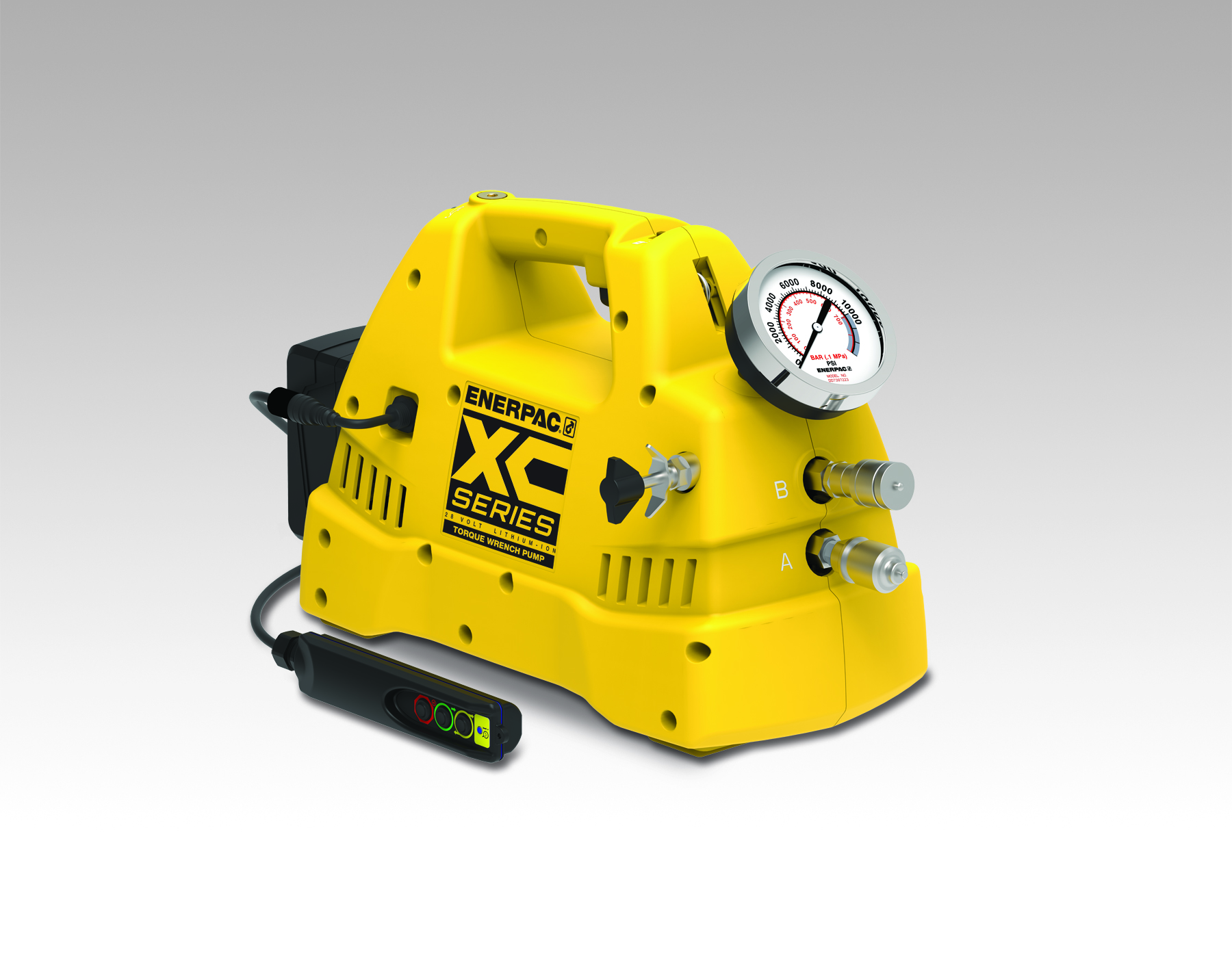 The Enerpac XC-Series battery torque wrench pump with pendant.