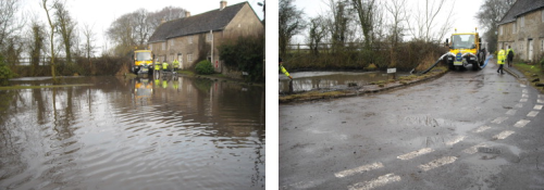 The Mercedes-Benz Unimog and Vogelsang pump took just 45 minutes to clear the flood from this Wiltshire road, with the water being safely removed to some 80 m away.