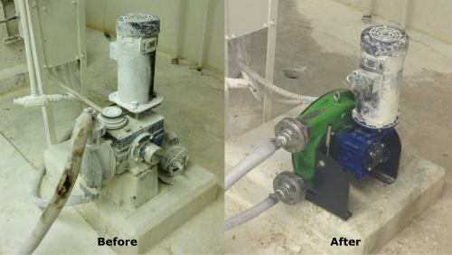 Before and after images of the refurbishment at the US wastewater treatment plant.