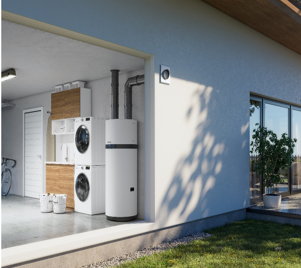 The Daikin Altherma M HW is a renewable heating solution for domestic water that uses electricity, air and, if needed, solar energy without resorting to traditional fuels.