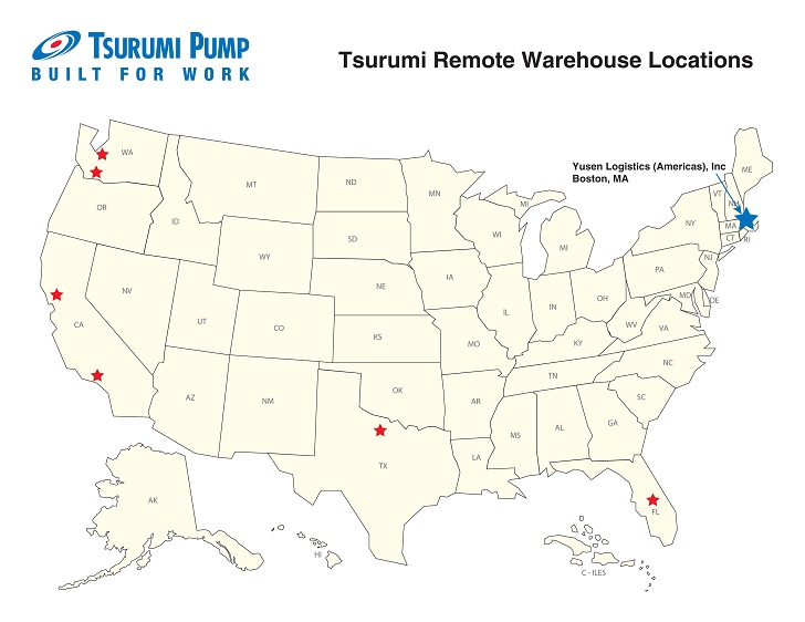 Tsurumi's remote warehouse network in the US.