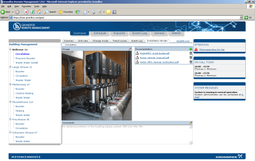 An example screen from the Grundfos Remote Management system.